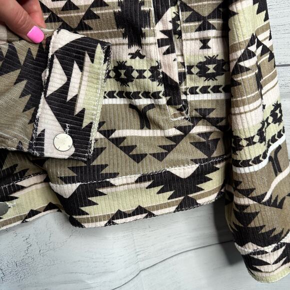 Wesc Mens Size Medium Womens Large Corduroy Trucker Blanket Jacket Aztec Western - Picture 7 of 13